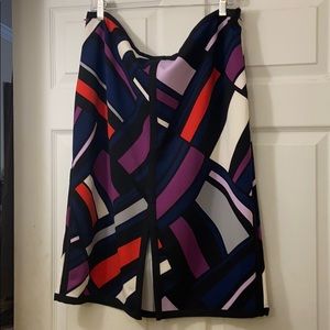 Multi-colored skirt w/ split in front